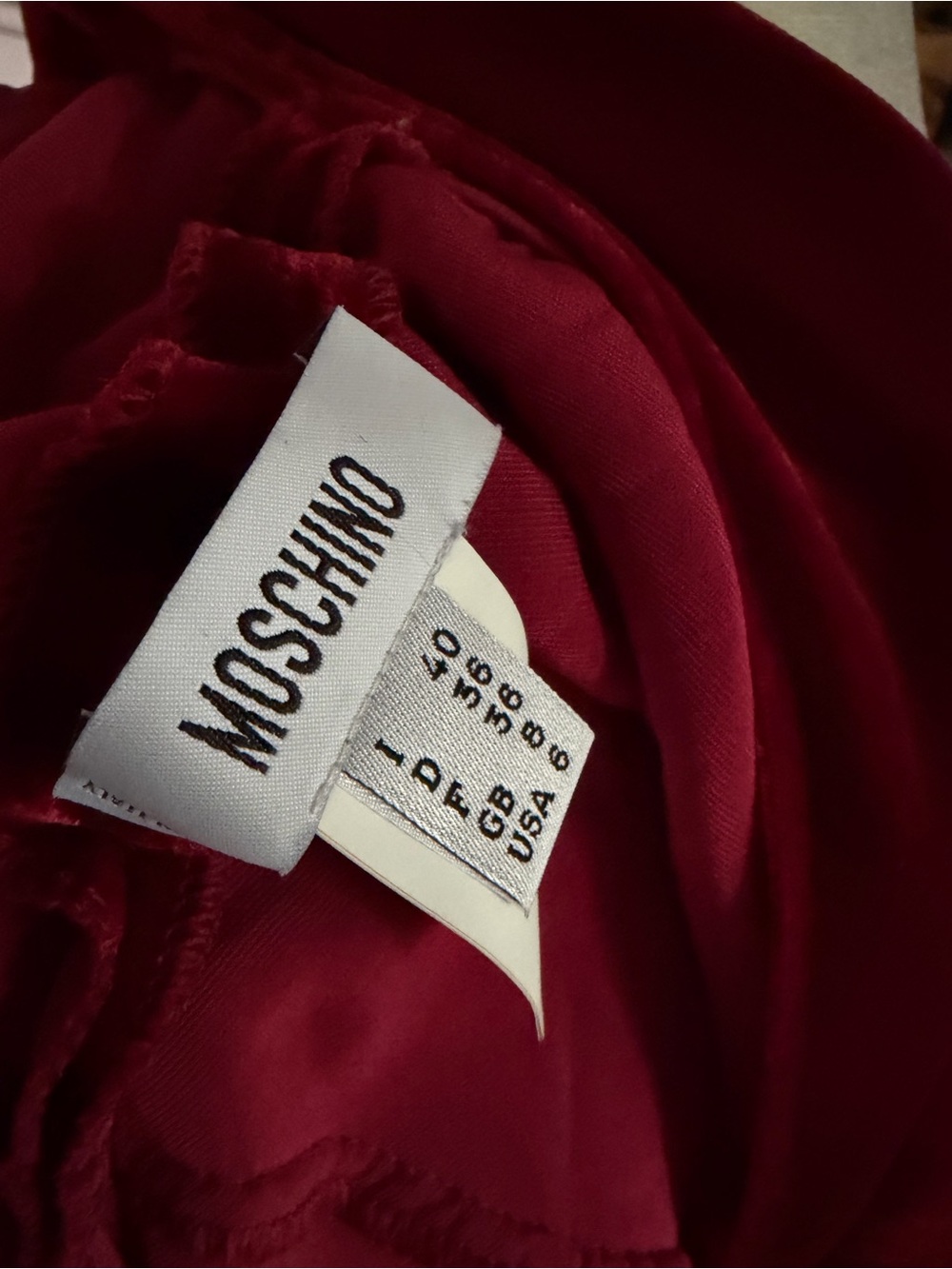 Moschino Deep Red Velvet V-Neck Midi Dress - Picture 3 of 3